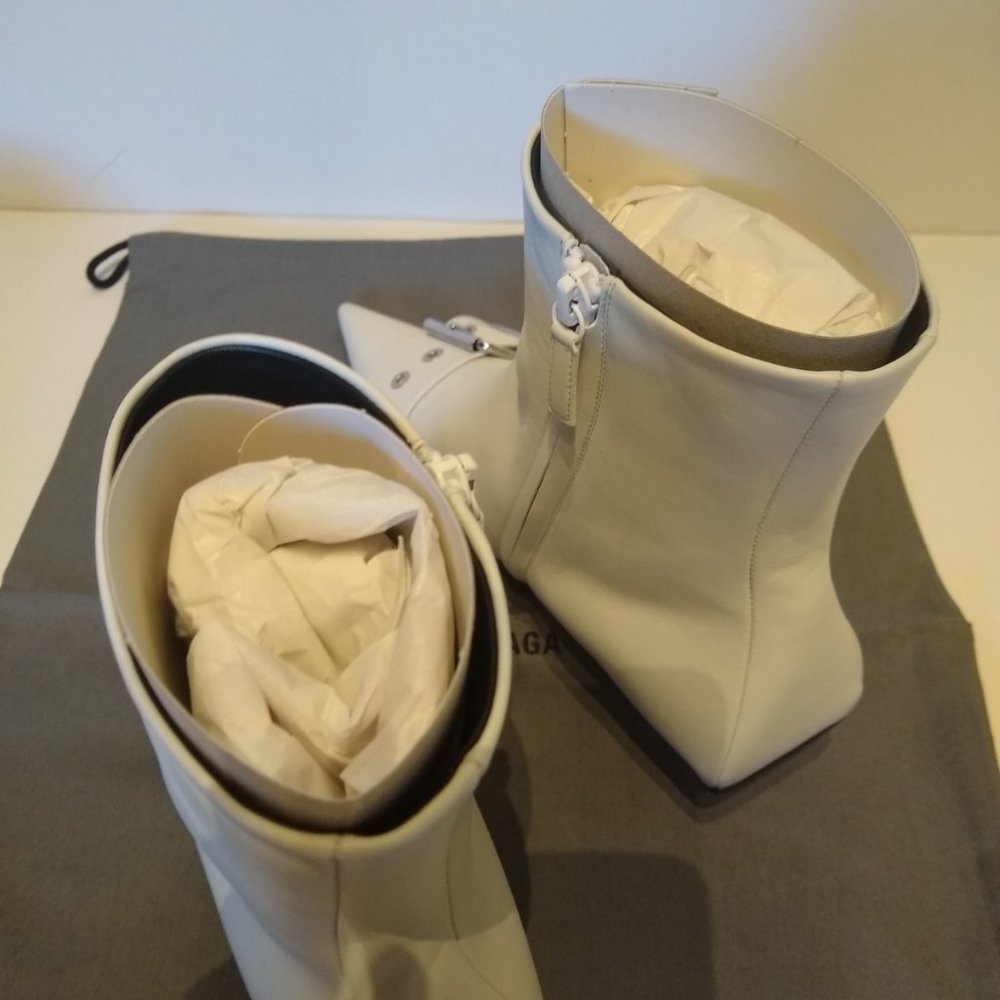Balenciaga Square Knife Belt Boots White Kitten Heel 37 - Picture 8 of 16
